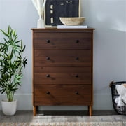 Bowery Hill Modern 40H Solid Wood Bedroom Dresser with 4-Drawers in Walnut