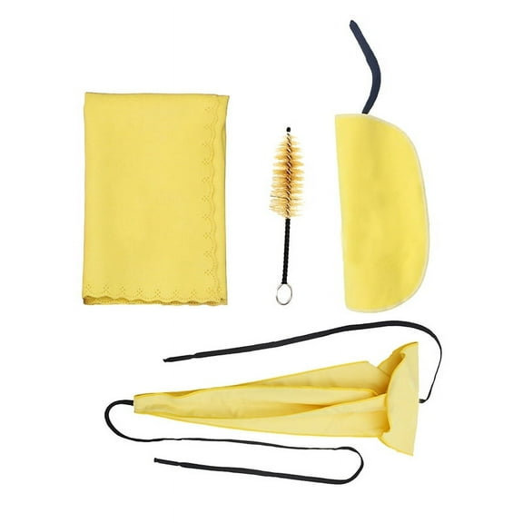 4PCS Saxophone Cleaning Cloth Kit, for Sax and Other Woodwind Instruments, Including Cleaning Cloth Mouthpiece Brush,3 * Saxophone Cleaning Cloth 1 * Saxophone Cleaning Brush,Yellow