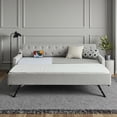 thumbnail image 2 of Tcbosik Upholstered Daybed with Trundle and USB Port, Twin Size Linen Fabric Sofa Bed, Wood Bed Frame for Living Room, Guest Room, Beige, 2 of 10