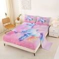 thumbnail image 2 of Erosebridal Kawaii Unicorn Kids Queen Sheet Sets,Pink Glitter Print Bed Set For Girls 4-Piece, 2 of 6
