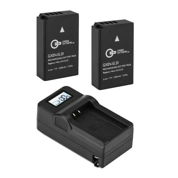 Green Extreme 2 Pack EN-EL20 Battery and Compact Smart Charger Kit