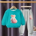 thumbnail image 2 of Odeerbi Kids Boys Girls Winter Warm Fleece Sweatsuits Two Piece Outfits Set Cartoon Printed Sweatshirt Jogger Pants Tracksuit Set Plush Loose Pullover Sweater Casual Hoodie Sky Blue, 2 of 4