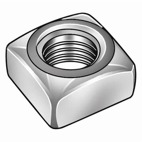 1/4"-20 Steel Zinc Plated Finish Square Nut - Regular, 100 pk.