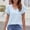 *Sky Blue, variant on ClodeEU Women's V Neck Puff Sleeve Button Down Blouse, Casual Short Sleeve Top Black,Women's Plus L