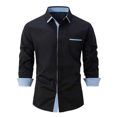 JUMESG Mens Dress Shirts Mens Dress Shirts Regular Fit Long Sleeve Stretch Business Dress Shirts for Men Black XL