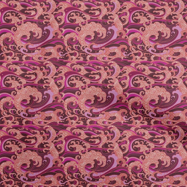 oneOone Polyester Spandex Dark Magenta Fabric Asian Japanese Wave Sewing Craft Projects Fabric Prints By Yard 56 Inch Wide