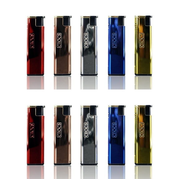 Crocs Metal Torch Lighter, Wind Resistant Torch Lighter Windproof Candle Cigarette Lighter, Butane Refillable Lighters for Candle, Sleek Metal Finish Cool Lighters - 10 Pack