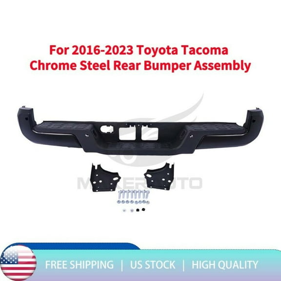 NEW Black Steel Rear Bumper Assembly W/ Sensor Holes For 2016-2023 Toyota Tacoma