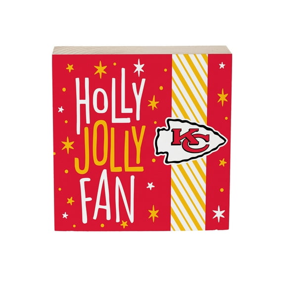 Kansas City Chiefs 6" Holiday Wood Plock Shelf Sign