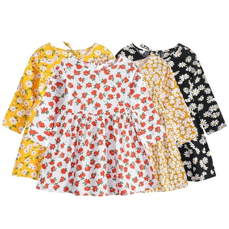 

Esaierr Baby Girls Printed Dress Tunic Shirt Clothes Spring Fall Cotton Casual Dresses Set Long-Sleeved Floral Princess Dress for Kids Newborn 6 Months - 6 Years