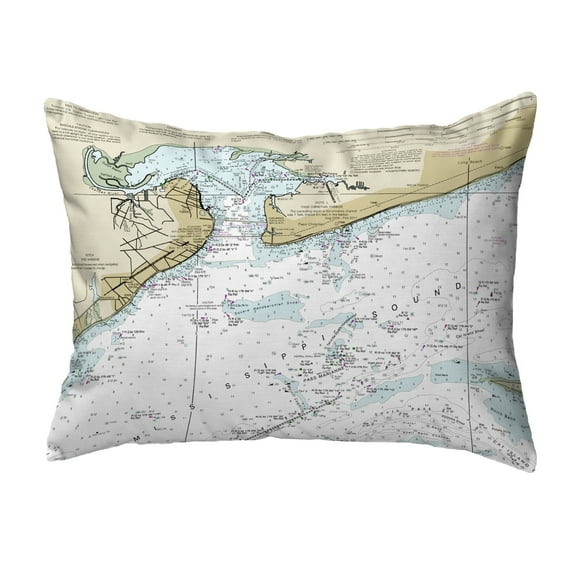 Betsy Drake KS11371BA 11 x 14 in. St Louis Bay, MS Nautical Map Non-Corded Indoor & Outdoor Pillow