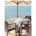 thumbnail image 2 of Outdoor Tablecloth with Umbrella Hole and Zipper, Watercolor Floral Square Table Cloth 60x60 Inch Waterproof Tablecloth, Spring Flowers Leaves Botanical Wood Grain Picnic Table Cover for Patio, 2 of 7