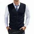 thumbnail image 2 of YMNXA Mens Sweaters Vest Sleeveless V Neck Solid Color Buttons Knitted Comfortable Slim Fit Top For Casual Daily Wear Navy Xxl, 2 of 5