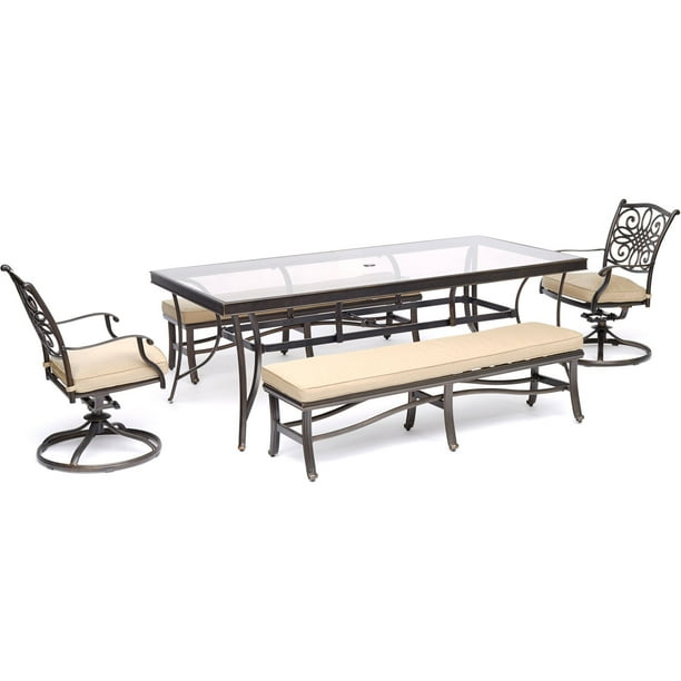 Hanover Traditions 5Piece Patio Dining Set in Tan with 2 Swivel