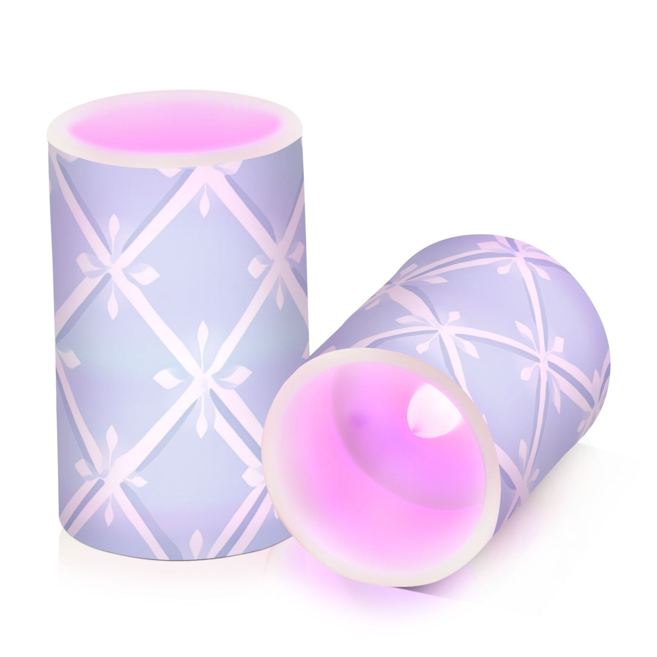 Light Blue Twill Checkerboard Flickering Flameless Candles LED Tealight Battery Operated with Remote Set of 2 Holiday Decor Ornaments
