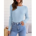thumbnail image 2 of Women's Long Sleeve Crewneck Tops 2024 Spring Fall Clothes Ribbed Knit Sweater Slim Fitted Casual Basic Tee Shirts, 2 of 4