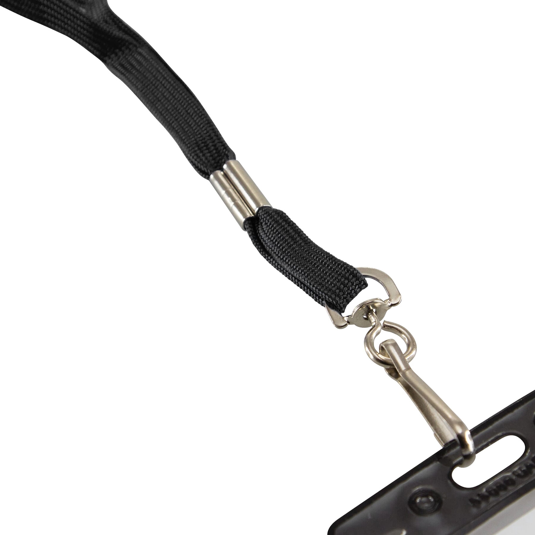 SICURIX Flat Lanyard with J Hook, Black, Pack of 100