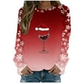 thumbnail image 2 of FDGIU Women's Christmas Graphic Tunic Tops - Soft Long Sleeve Crewneck Blouses with Xmas Tree Prints, Holiday Party Tees, 2 of 5