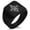 Black, variant on Stainless Steel Knightly Fleur De Lis Geometric Pattern Biker Style Polished Ring