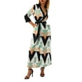 thumbnail image 4 of Coduop Women Casual Tie-up Shirt Dress Long Sleeve V-neck Long Dress With Pocket, 4 of 8