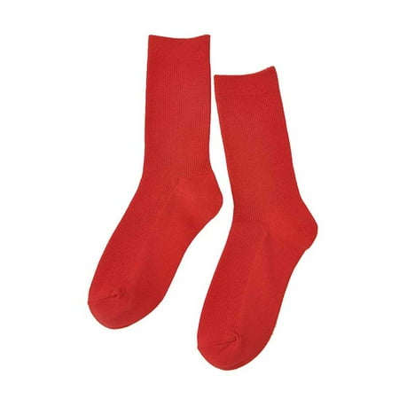 

Lomubue Solid Color Vertical Stripe Women Cotton Soft Breathable Casual Tube Socks
