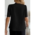 thumbnail image 4 of SHEWIN Blouses for Women Dressy Casual Short Sleeve V Neck Button Down Shirts Pleated Summer Business Office Work Tops, 4 of 9