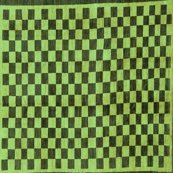 Ahgly Company Indoor Square Checkered Turquoise Blue Modern Area Rugs, 8' Square