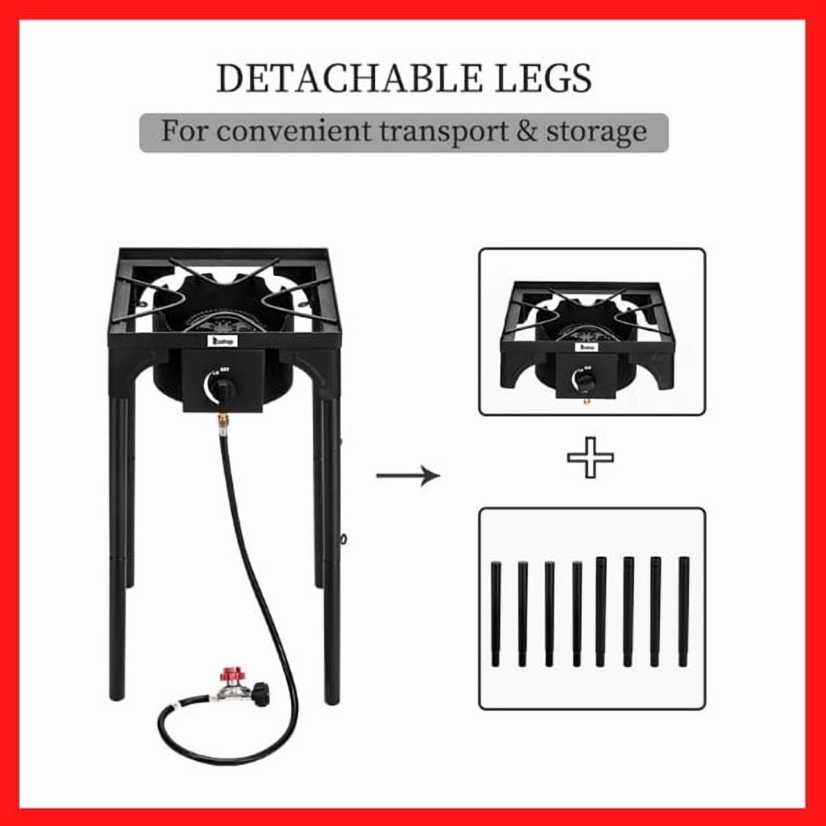 Outdoor Camp Stove High Pressure Propane Gas Cooker Portable Cast Iron Patio Cooking Burner (Single Burner 75000-BTU)