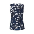 thumbnail image 3 of Rocae Cherry Blossoms on Navy Background for Women's Workout Tank Top Lightweight Sleeveless Fit Tops- Moisture-Wicking, BreathableSmall, 3 of 9