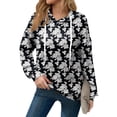 thumbnail image 3 of Hoodies For Women Oversized Winter Cute Sweatshirts Pullover Trendy Fall Clothes, Retro Geometric Print Lightweight Design without Pockets for Fall Winter Comfort,Black,L, 3 of 8