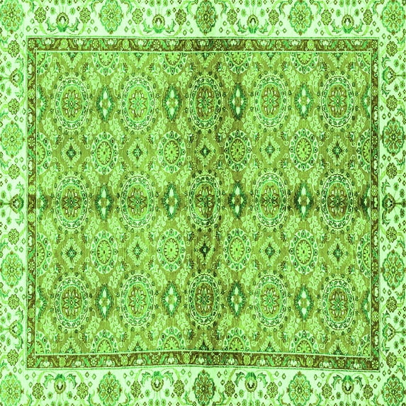 Ahgly Company Indoor Square Oriental Green Traditional Area Rugs, 3' Square