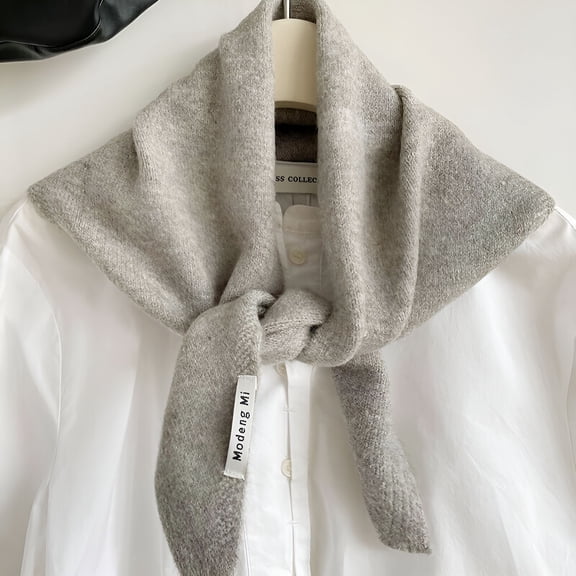TELOLY Wool Knitted Triangular Scarf, Warm Shawl, Triangle Knit Scarves for Winter