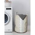 thumbnail image 3 of Rose Laundry Bag, Vintage Vertical Borders with Abstract Blossoms and Classical Victorian Motifs, Basket with Handles Drawstring Closure for Laundromats, 13" x 19", Grey Tan and White, by Ambesonne, 3 of 4