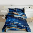 thumbnail image 2 of jejeloiu Marble Texture Print Bedding Comforter Set,Modern Abstract Aesthetic Twin Comforter Sets,Blue Gold Bedding Set For Girls Kids,Super Cozy Room Decor Reversible,2 Pieces, 2 of 8