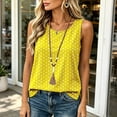 thumbnail image 6 of FDGIU Women's Round Neck Polka Dot Print Sleeveless Tank Top, Loose Split Side Curved Hem Lightweight Woven Casual Camisole, 6 of 8