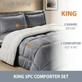 thumbnail image 3 of Swift Home 3PC Reversible Winter Plush Sherpa Faux Micromink Comforter Set, Pewter, King, 3 of 6