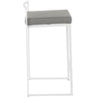 thumbnail image 3 of Contemporary Home Living Set of 2 White and Gray Leather Stacker Counter Stool - 31", 3 of 5