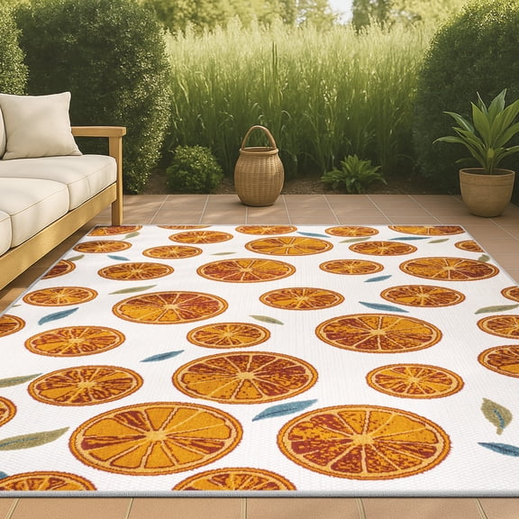 JONATHAN Y AMALFI COAST 8 x 10 Area Rug, Aranciata Citrus Slice - Orange/Cream, AMC116A-8