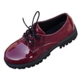 thumbnail image 3 of Women's Platform Oxfords for Women Trendy Round Toe Patent Leather Lace Up Chunky Heel Shoes Comfortable Thick Sole Casual Dress Shoes Spring Summer Fashion Plus Size Wide Width Black Shoes for Women, 3 of 10