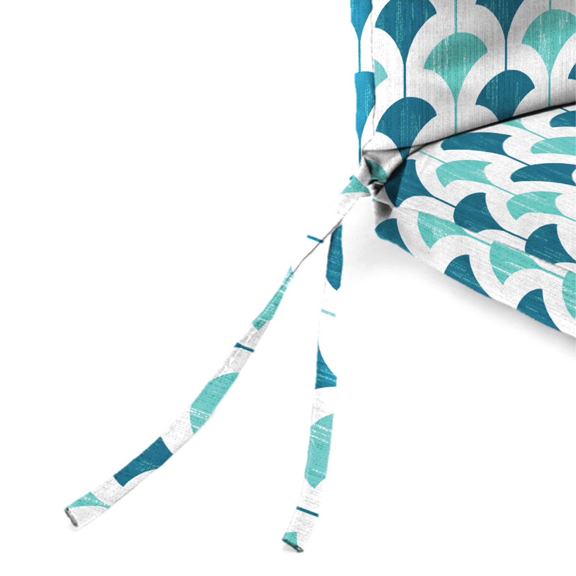 Jordan Manufacturing 44" x 21" Chism Blanche Blue Geometric Rectangular Outdoor Chair Cushion with Ties and Hanger Loop