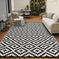 thumbnail image 2 of LUOVEN Reversible Outdoor Rug Waterproof 6x9 Plastic Straw Patio Carpet for RV, Camping, Deck, Beach, Backyard, Porch, Indoor Outdoor, Black & White, 2 of 8
