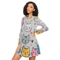 thumbnail image 3 of FORMRS Womens Long Sleeve Nightgowns Crew Neck Sleep Shirt Soft Pajamas Sizes S-3XL, Cute Cat Pattern, 3 of 8