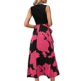 thumbnail image 2 of Coduop Women Boho Floral Short Sleeve Maxi Dress High Waist Split Long Dress Beach Sundress, 2 of 3
