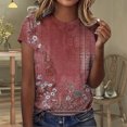 thumbnail image 2 of MEICHEN Womens Summer Tops Trendy Ruched Cap Short Sleeve Tshirts Shirts Crew Neck T Shirts Fashion Clothing, 2 of 4