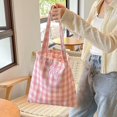 thumbnail image 3 of Sweet Plaid Canvas Bag Long Lasting Tote Bags Reusable Canvas Bag Large Capacity Tote Bags for Women Housewife, 3 of 7