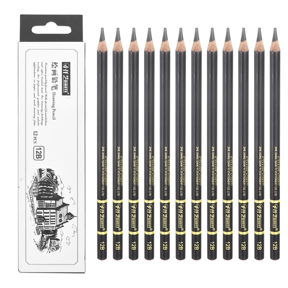 Uxcell 12B Sketch Pencils for Drawing, 12Pcs Professional Art Drawing Pencils Graphite Wood Art Supplies Break-Resistant for Artists Beginners Shading Sketching Doodling, Light Brown