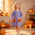thumbnail image 4 of Likimi Toddler Kids Girls Hallowmas Dress Crew Neck Long Sleeve Halloween Pumpkin Print For Party Comfort Dresses Size 2-3 Years, 4 of 8