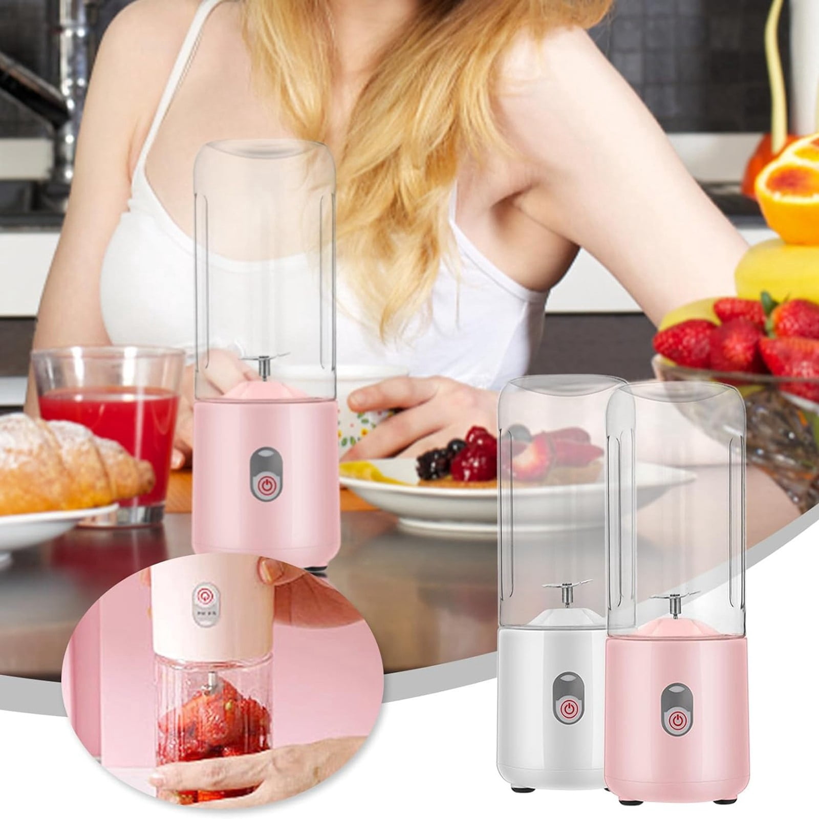 Portable Rechargeable Juicer Cup 2024 Small Personal for Shakes with 6 Travel Cup Design Ideal for Gym Travel and School