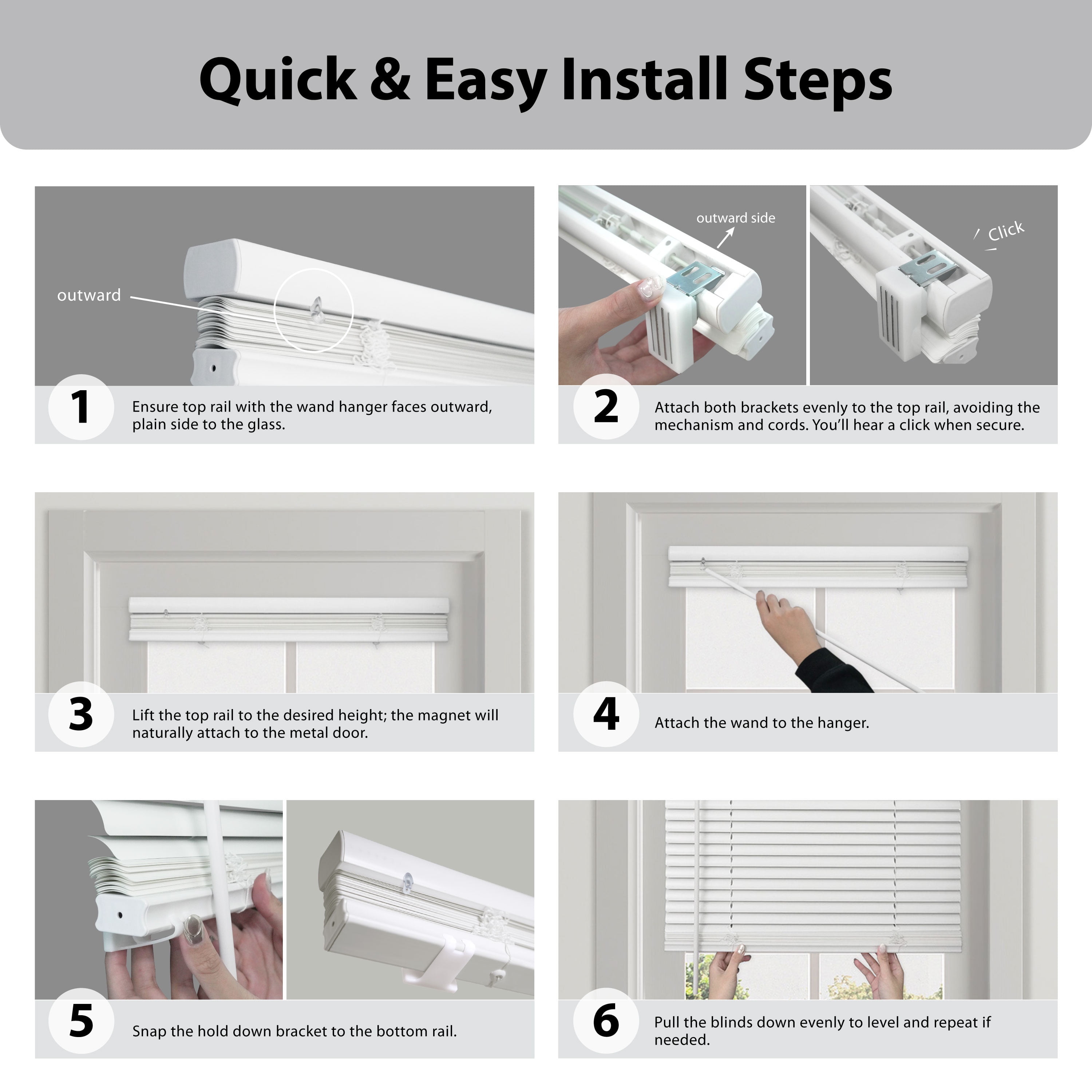 Regal Living Cordless Room Darkening Magnetic Mini Blinds, White, 25 in. W x 72 in. L