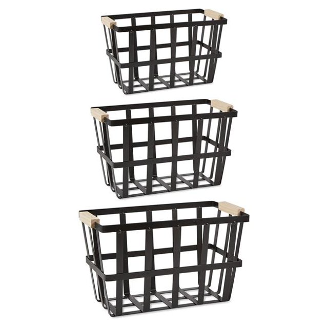 Design Imports Z02435 DII Assorted Urban Modern Metal Basket, Black
